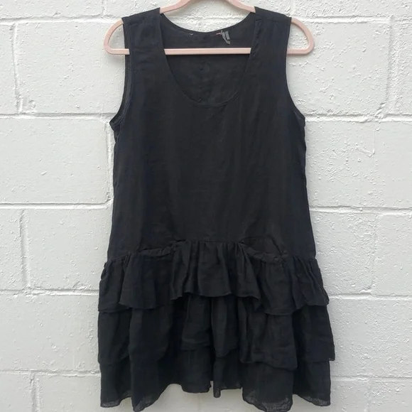 chinese dress ladies Ruffled Linen Dress